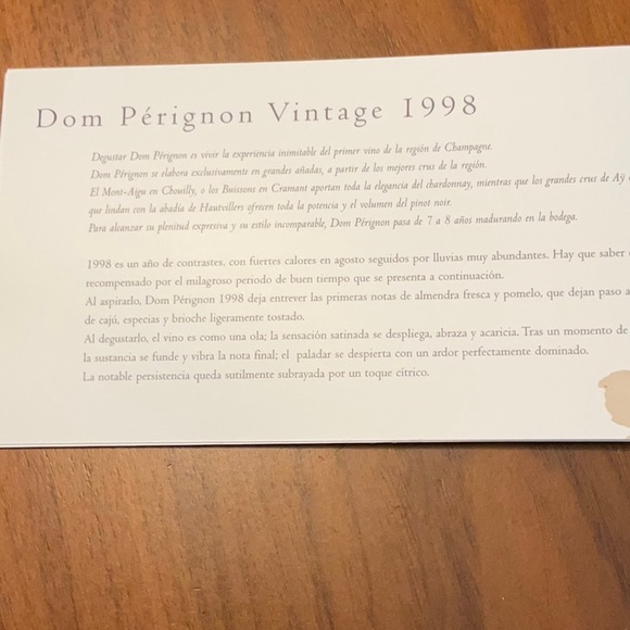 empty 1998 Dom Perignon bottle & box - Picture 10 of 14